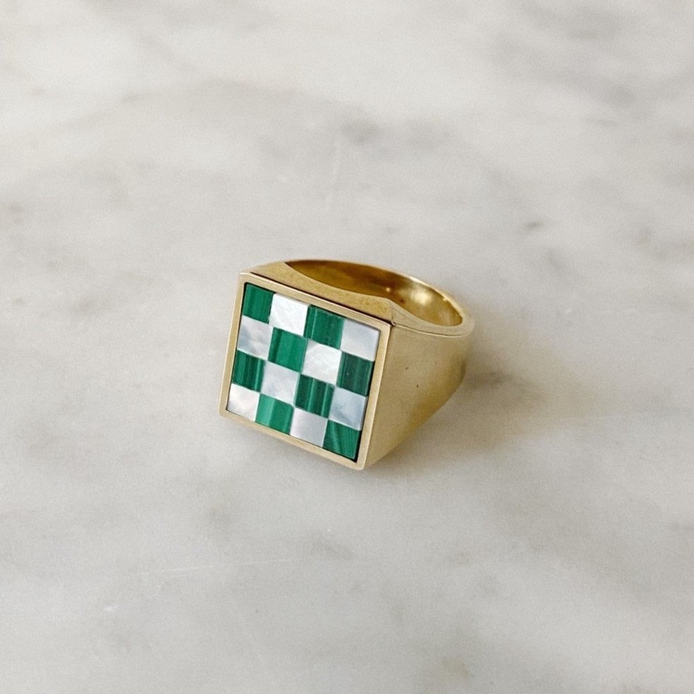 EUC TARIN THOMAS SAMUEL CHECKERBOARD RING SIZE 6